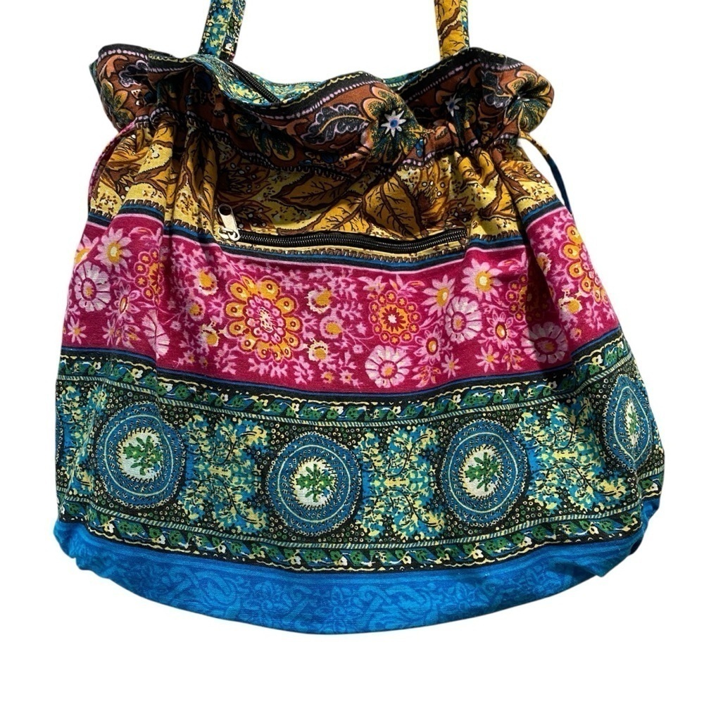 Temptation Italy Multi Color
Floral Boho Chic Canvas zipper cinched Tote Bag